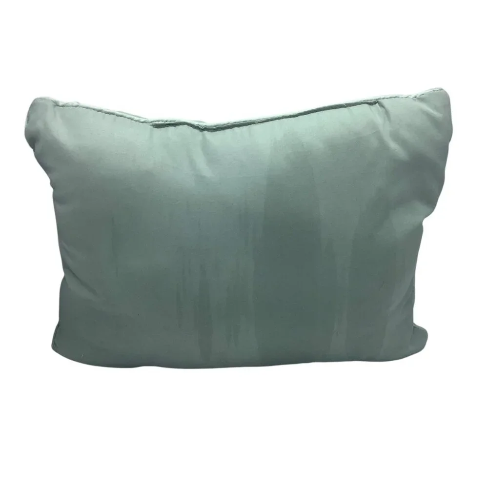Vtg Satin Floral Embroidered Decorative Throw Pillow Light Green‎ 14